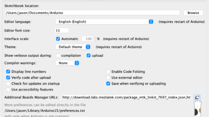 在 Arduino IDE 增加支援的開發板