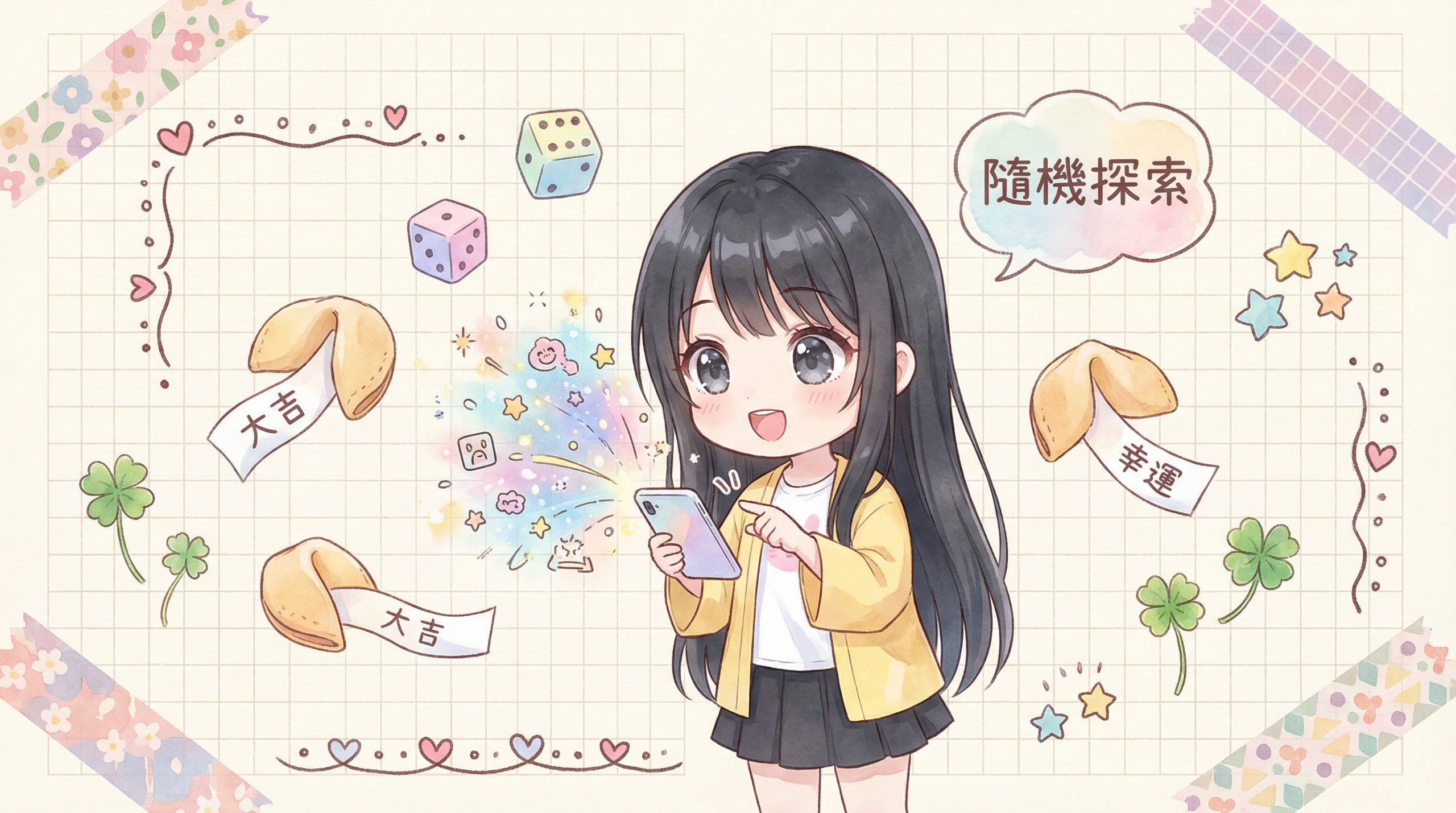 日系少女筆記風格配圖 - 隨機探索